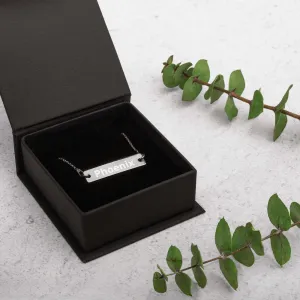 "Phoenix" Engraved Silver Bar Chain Necklace