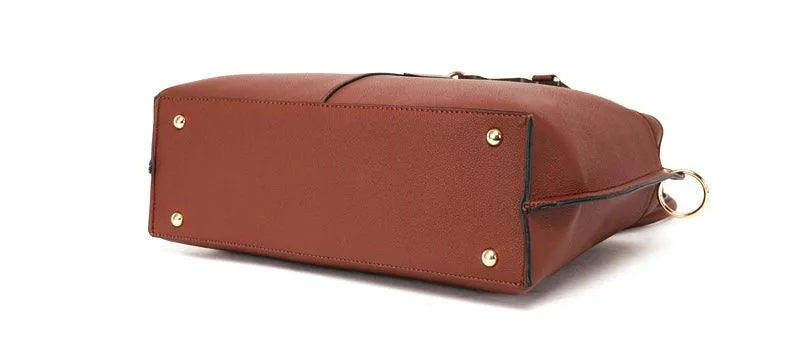 Rad Blue Leather 3 In 1 Handbag With Wood Trimmings