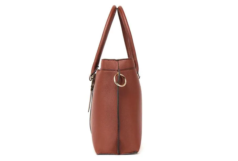 Rad Blue Leather 3 In 1 Handbag With Wood Trimmings