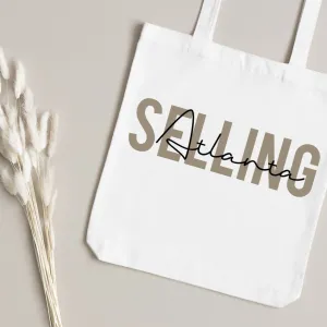 Real Estate Canvas Tote Bag "Selling 'your state'"