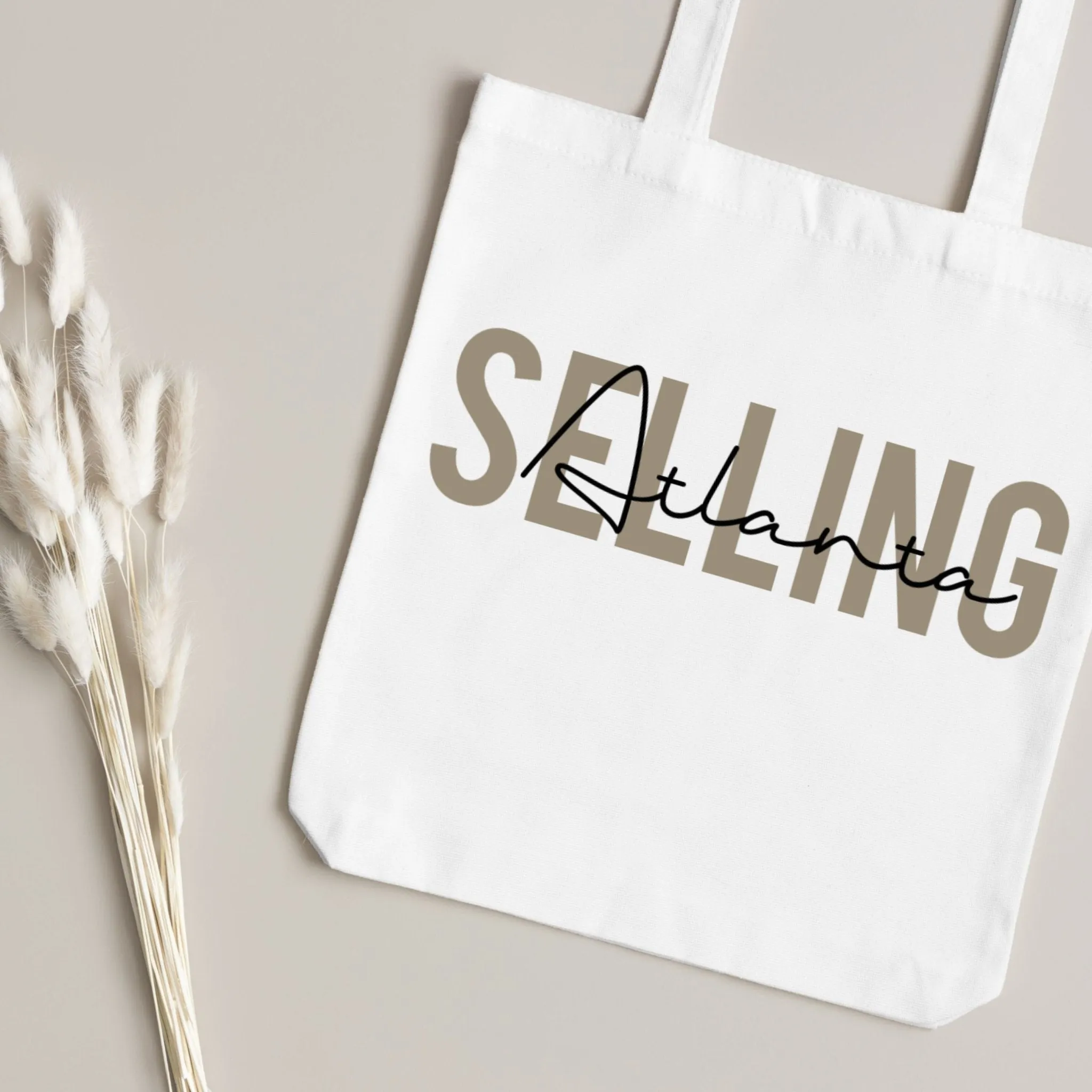 Real Estate Canvas Tote Bag "Selling 'your state'"