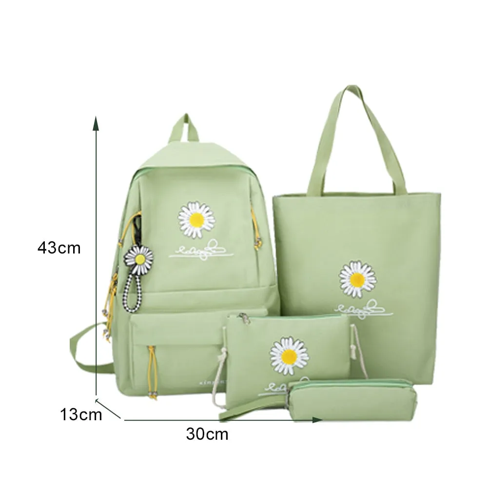 Realaiot 4pcs/set Women Fashion Nylon Backpack Female Casual Waterproof Shoulder Bags For Teenage Girl School Bag Bagpack Rucksack