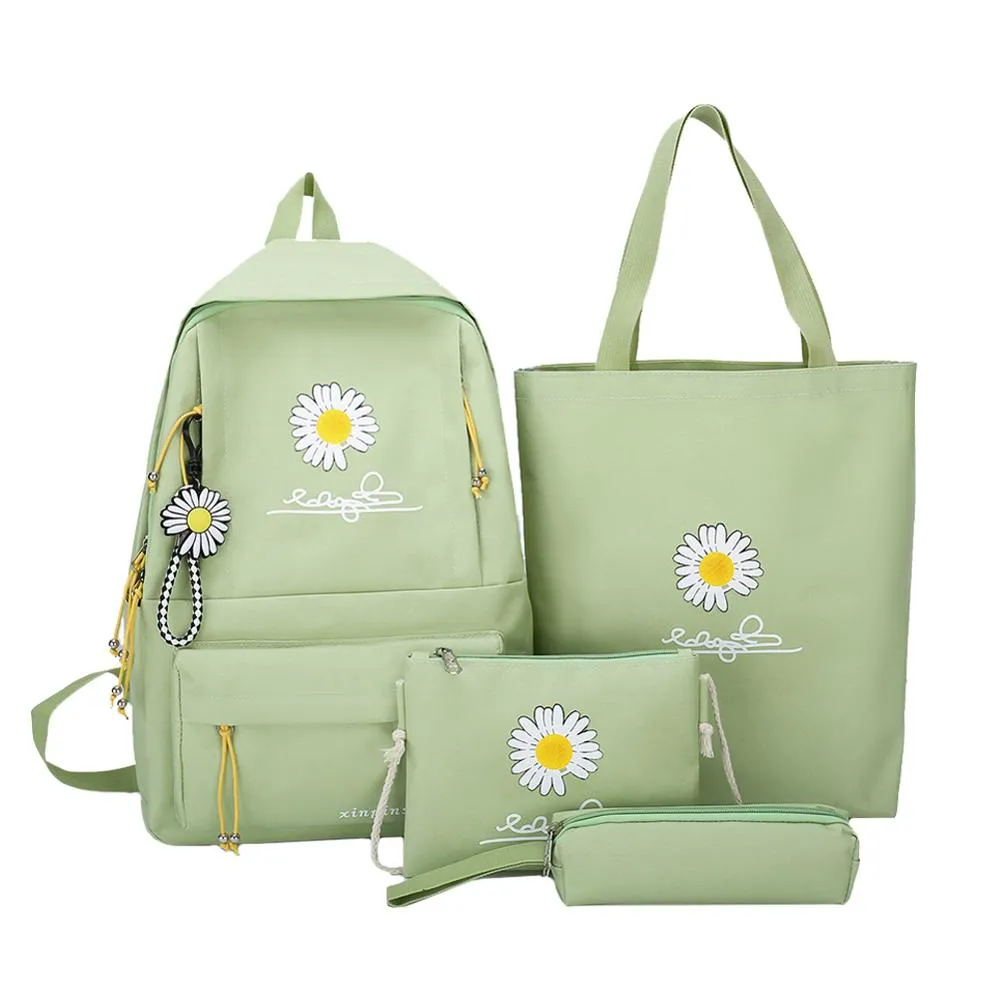 Realaiot 4pcs/set Women Fashion Nylon Backpack Female Casual Waterproof Shoulder Bags For Teenage Girl School Bag Bagpack Rucksack