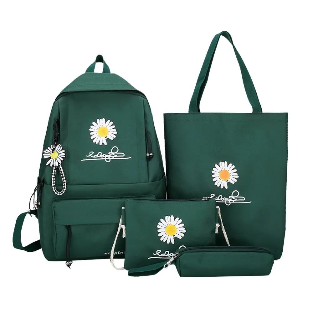 Realaiot 4pcs/set Women Fashion Nylon Backpack Female Casual Waterproof Shoulder Bags For Teenage Girl School Bag Bagpack Rucksack