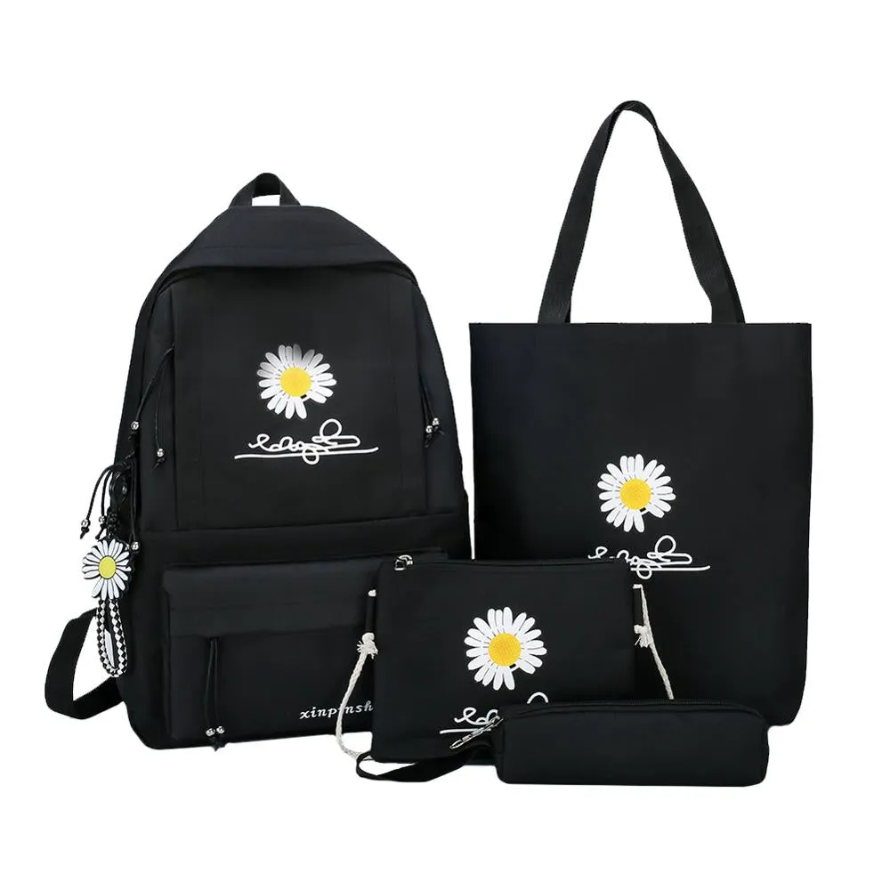 Realaiot 4pcs/set Women Fashion Nylon Backpack Female Casual Waterproof Shoulder Bags For Teenage Girl School Bag Bagpack Rucksack