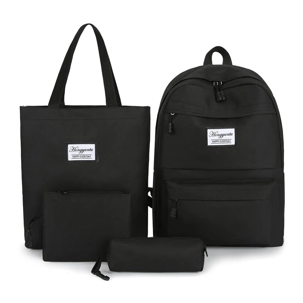 Realaiot 4pcs/set Women Fashion Nylon Backpack Female Casual Waterproof Shoulder Bags For Teenage Girl School Bag Bagpack Rucksack