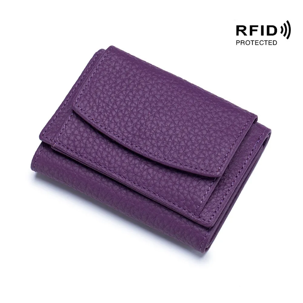 Realaiot Genuine Leather Women Wallets and Purses Fashion Small Wallet with Mini Coin Pocket Rfid Blocking Purse Designer Portfel Damski