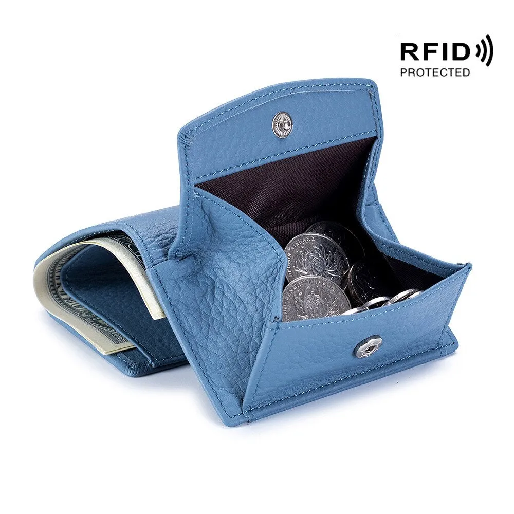 Realaiot Genuine Leather Women Wallets and Purses Fashion Small Wallet with Mini Coin Pocket Rfid Blocking Purse Designer Portfel Damski