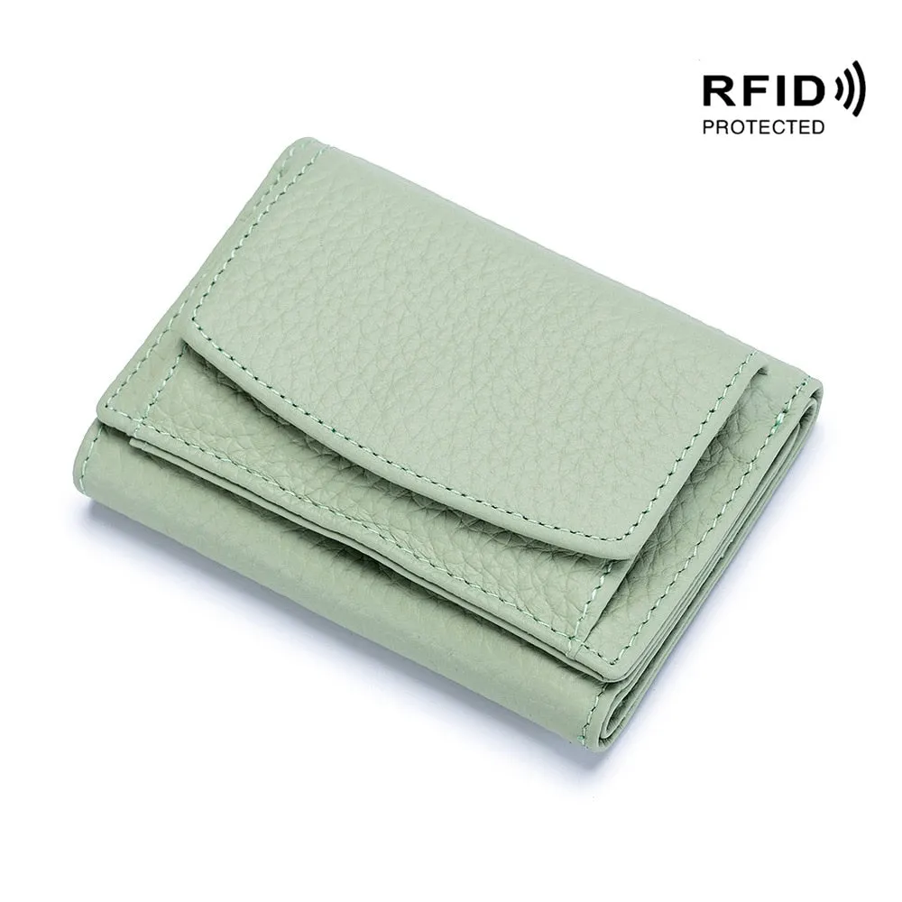 Realaiot Genuine Leather Women Wallets and Purses Fashion Small Wallet with Mini Coin Pocket Rfid Blocking Purse Designer Portfel Damski