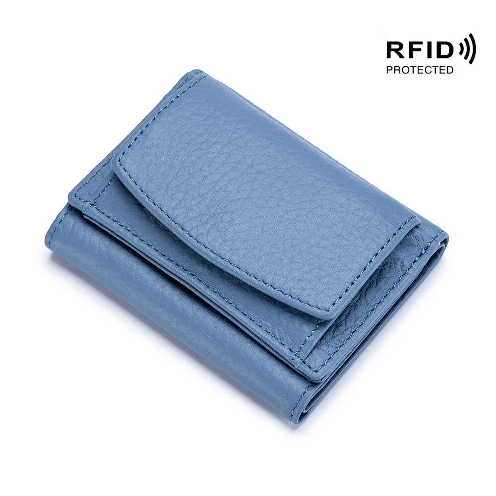 Realaiot Genuine Leather Women Wallets and Purses Fashion Small Wallet with Mini Coin Pocket Rfid Blocking Purse Designer Portfel Damski