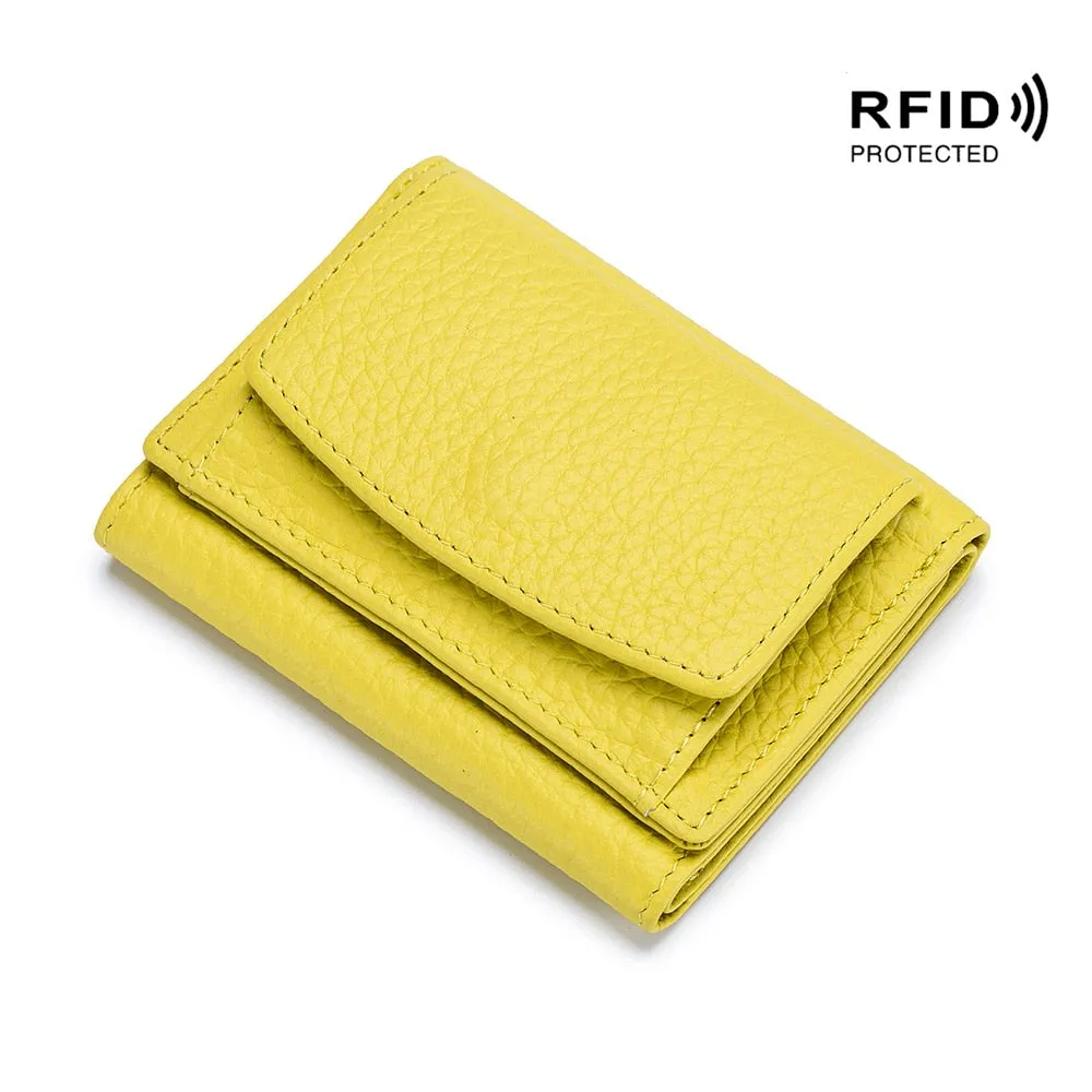 Realaiot Genuine Leather Women Wallets and Purses Fashion Small Wallet with Mini Coin Pocket Rfid Blocking Purse Designer Portfel Damski