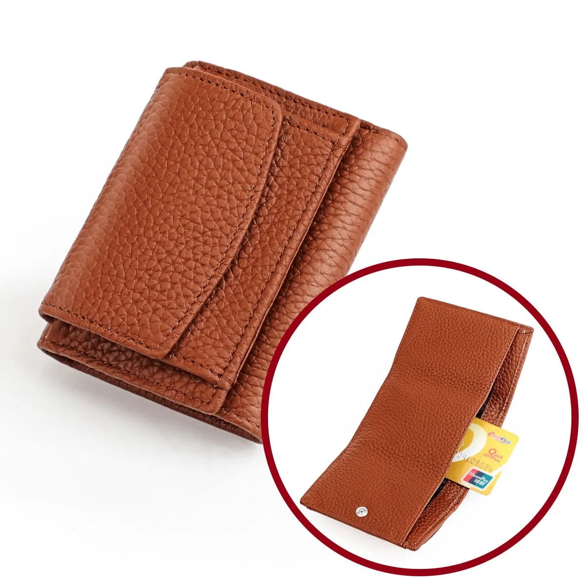Realaiot Genuine Leather Women Wallets and Purses Fashion Small Wallet with Mini Coin Pocket Rfid Blocking Purse Designer Portfel Damski