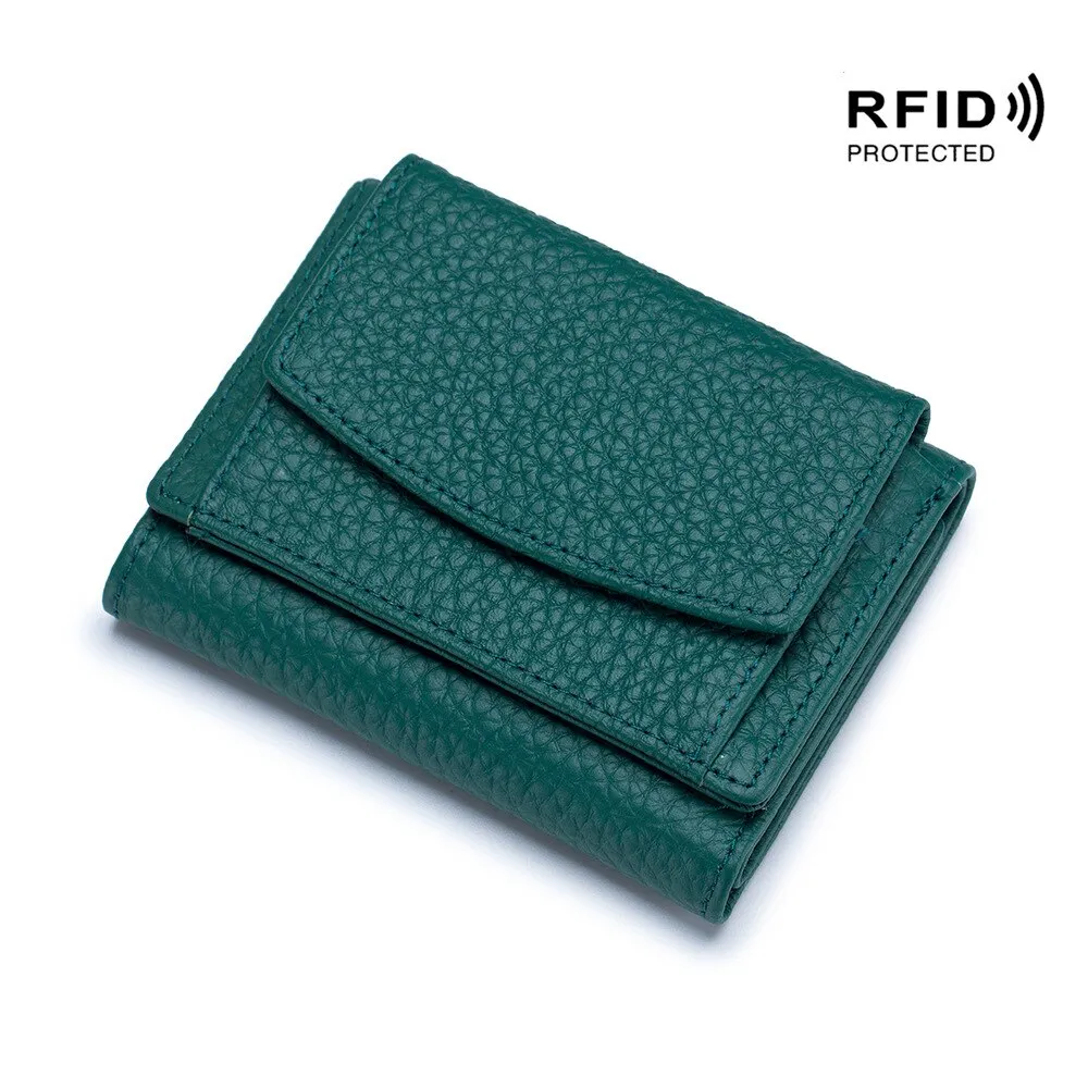 Realaiot Genuine Leather Women Wallets and Purses Fashion Small Wallet with Mini Coin Pocket Rfid Blocking Purse Designer Portfel Damski