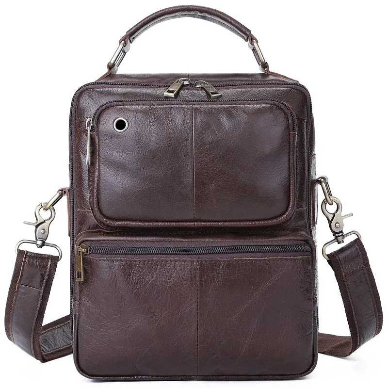 Retro First Layer Cowhide Casual Messenger Bag Multifunctional Handbag