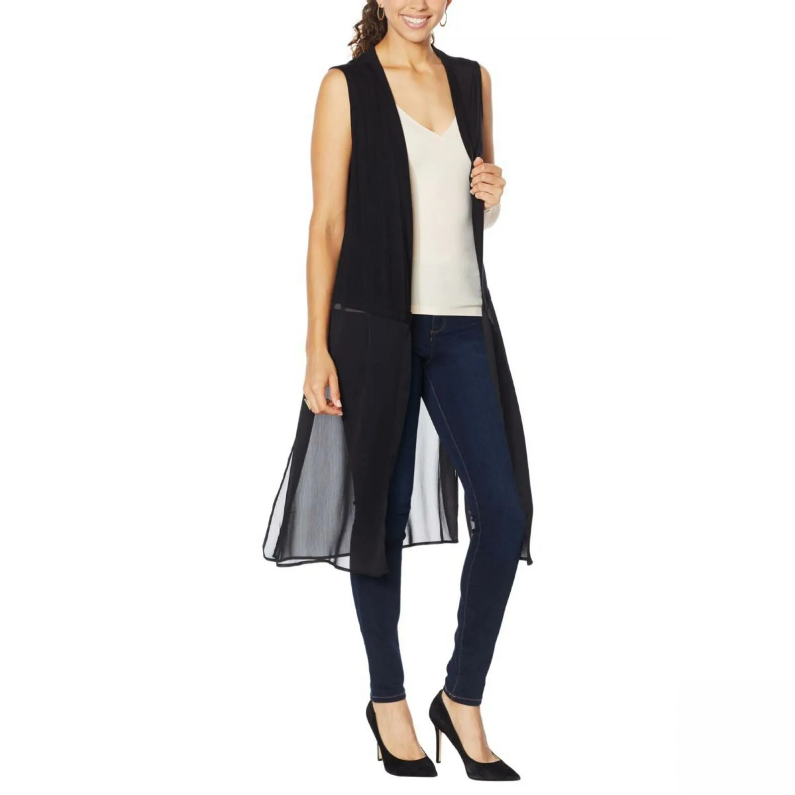Rhonda Shear Women's Mixed Media Duster Vest