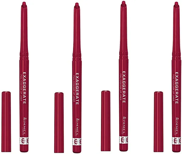 Rimmel Exaggerate Lip Liner, Red Diva [024] 1 ea (Pack of 4)