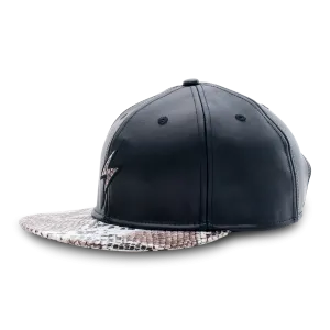 Rockertype Leather Baseball Hat Black/Python
