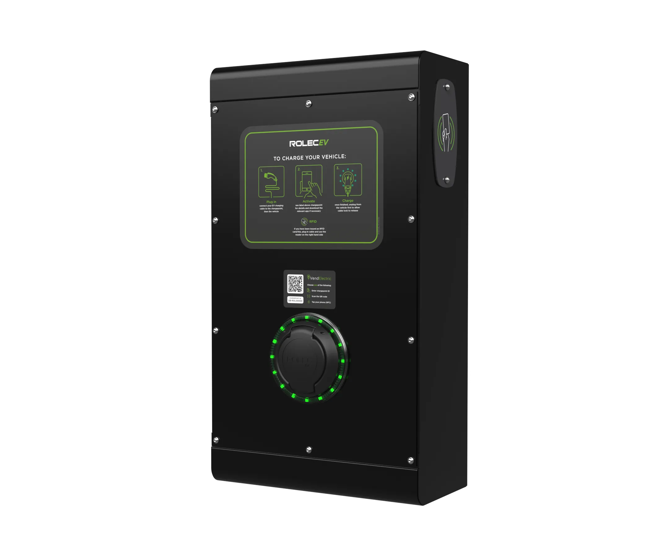Rolec ROLEC0111B SecuriCharge Smart EV Charger - 1x up to 7.4kw Type 2 Socket - Black
