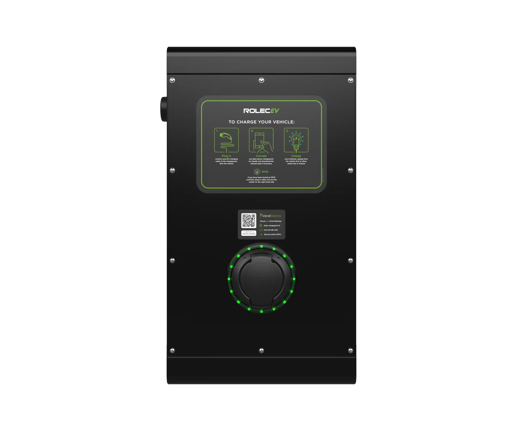 Rolec ROLEC0111B SecuriCharge Smart EV Charger - 1x up to 7.4kw Type 2 Socket - Black