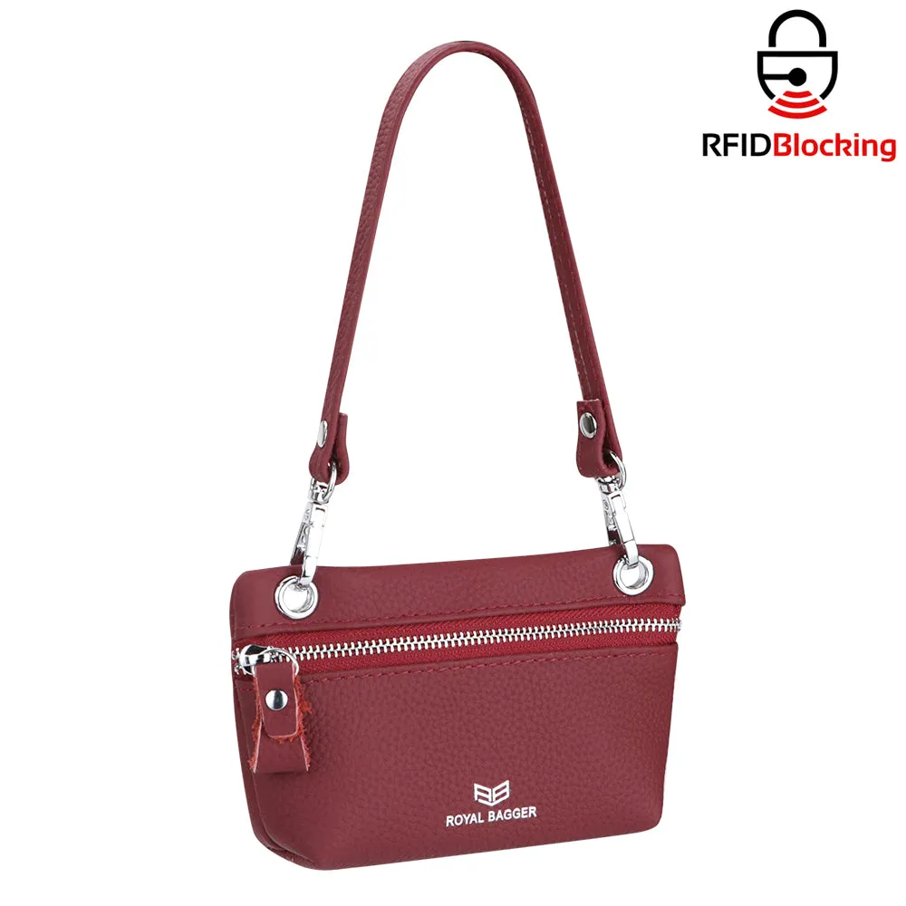 Royal Bagger RFID Blocking Coin Purse for Women Genuine Leather Portable Small Handbag Fashion Casual Clutch Wallet 2756
