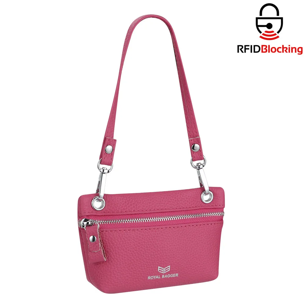 Royal Bagger RFID Blocking Coin Purse for Women Genuine Leather Portable Small Handbag Fashion Casual Clutch Wallet 2756