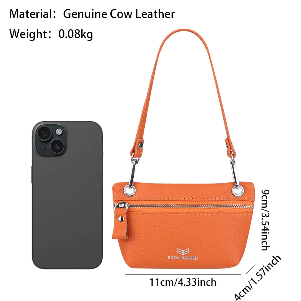 Royal Bagger RFID Blocking Coin Purse for Women Genuine Leather Portable Small Handbag Fashion Casual Clutch Wallet 2756