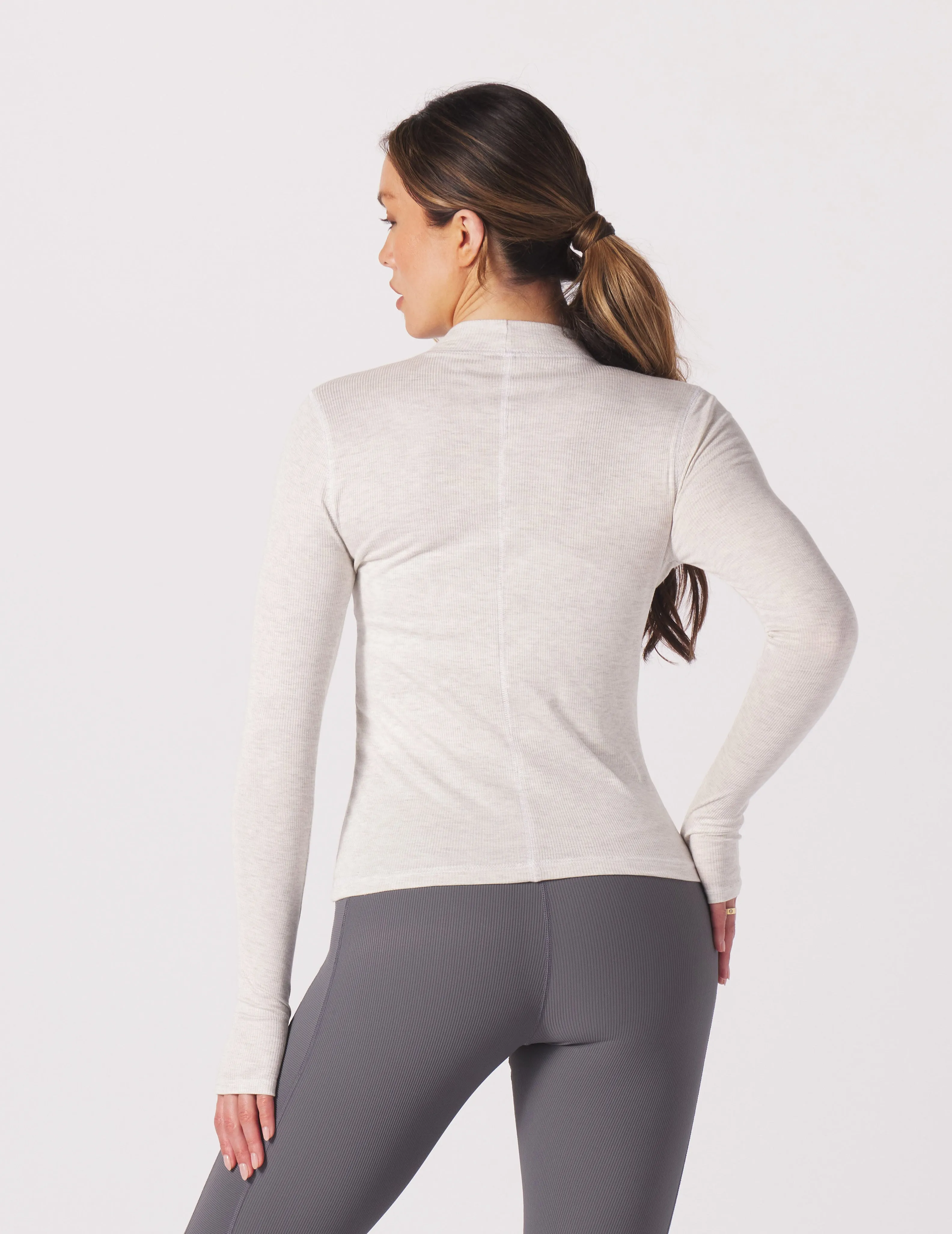 Ruby Mock Neck Long Sleeve: Oatmilk