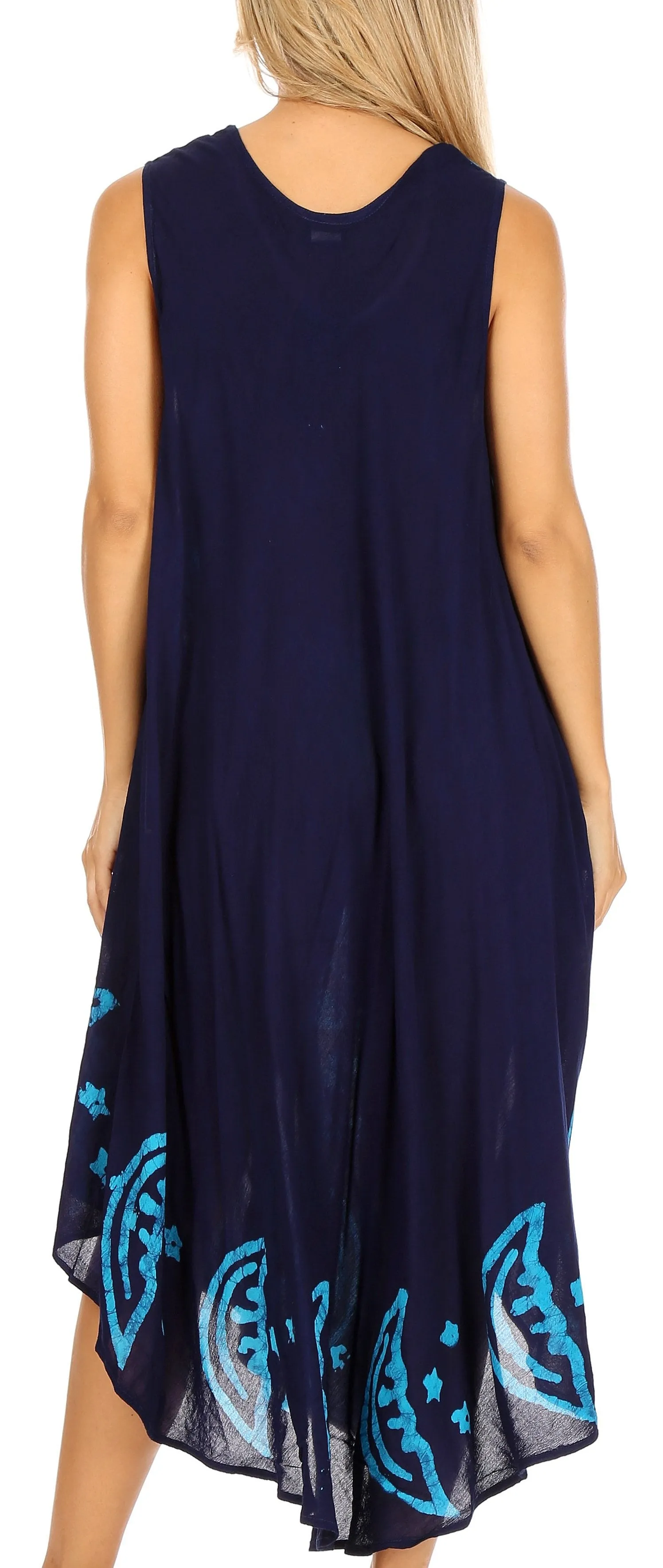 Sakkas Moon and Stars Batik Caftan Tank Dress / Cover Up