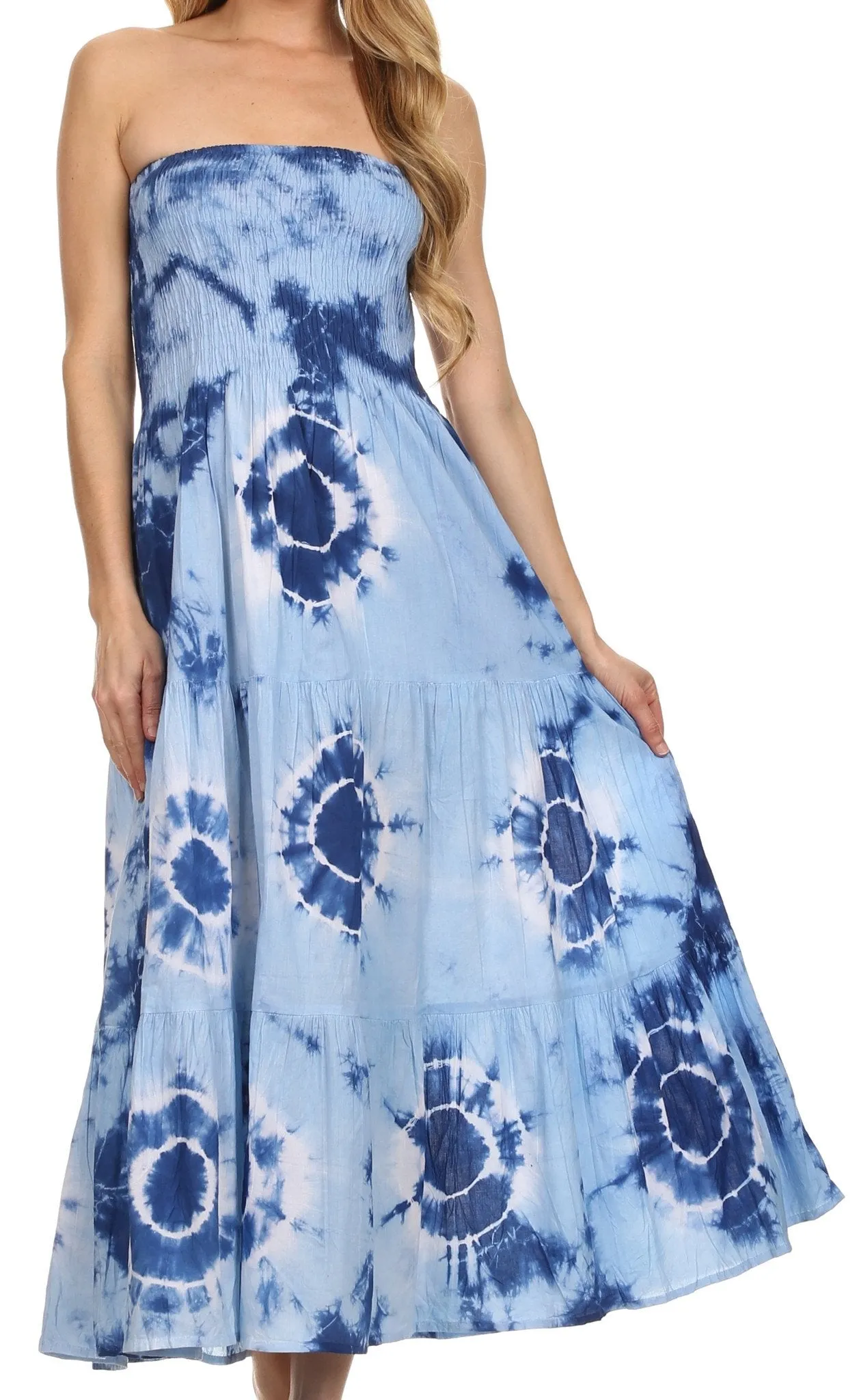 Sakkas Sheila Ocean Shore Sleeveless Tie Dye Long Dress / Skirt