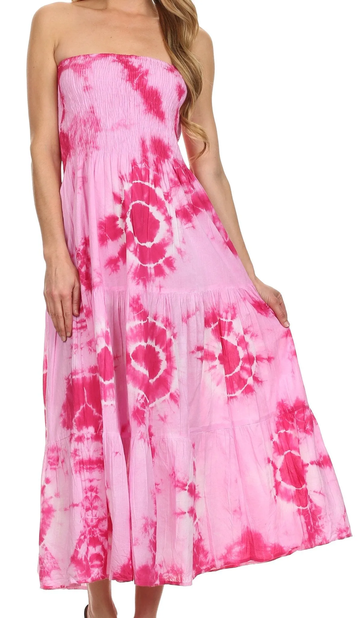 Sakkas Sheila Ocean Shore Sleeveless Tie Dye Long Dress / Skirt