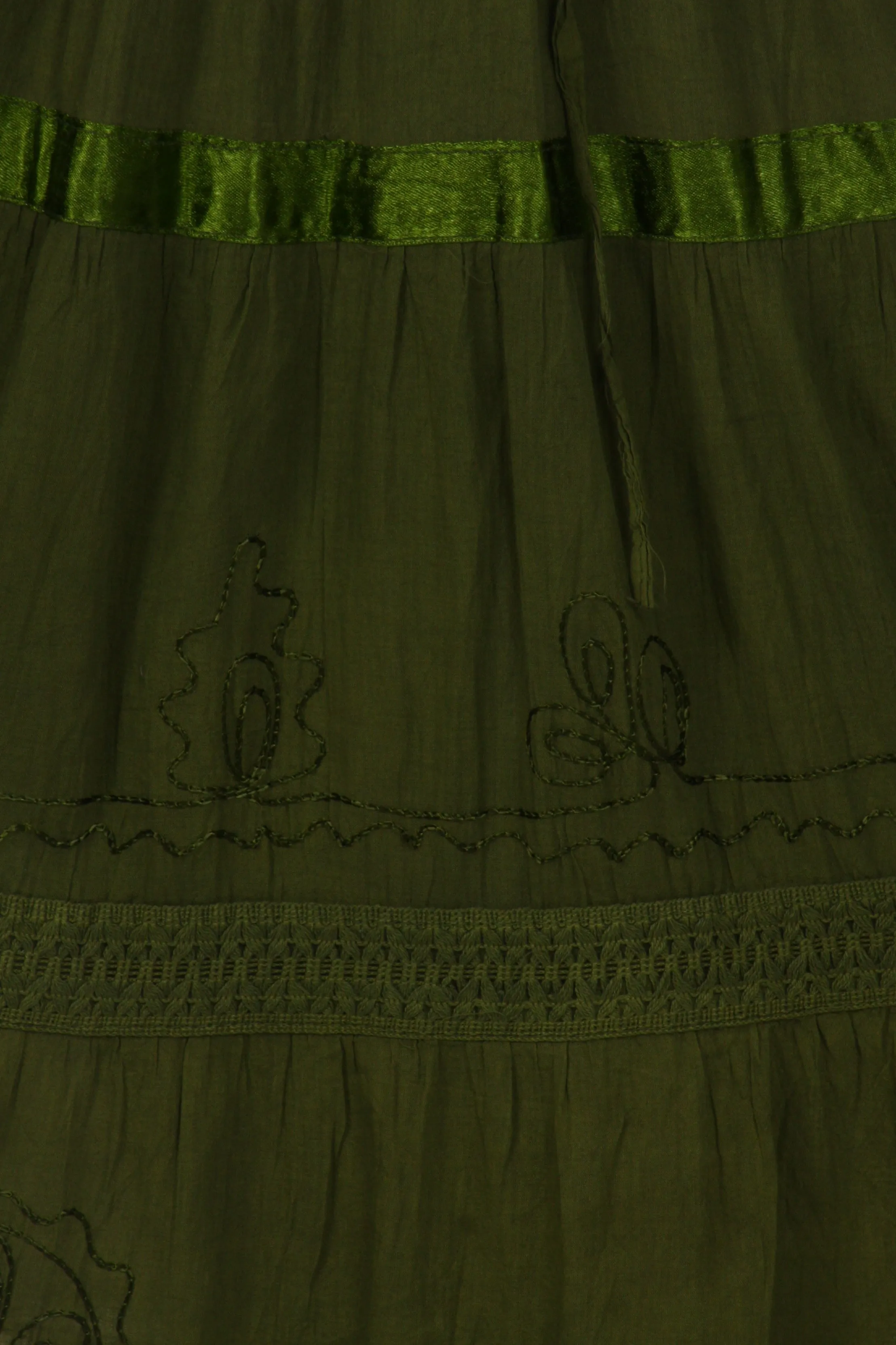 Sakkas Solid Embroidered Gypsy / Bohemian Full / Maxi / Long Cotton Skirt