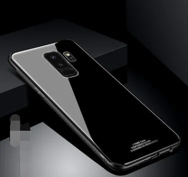Samsung S9 Plus Case Luxury Glitter Slim Silicone Frame Hard Tempered Glass Armor Protective Back Phone Case Cover