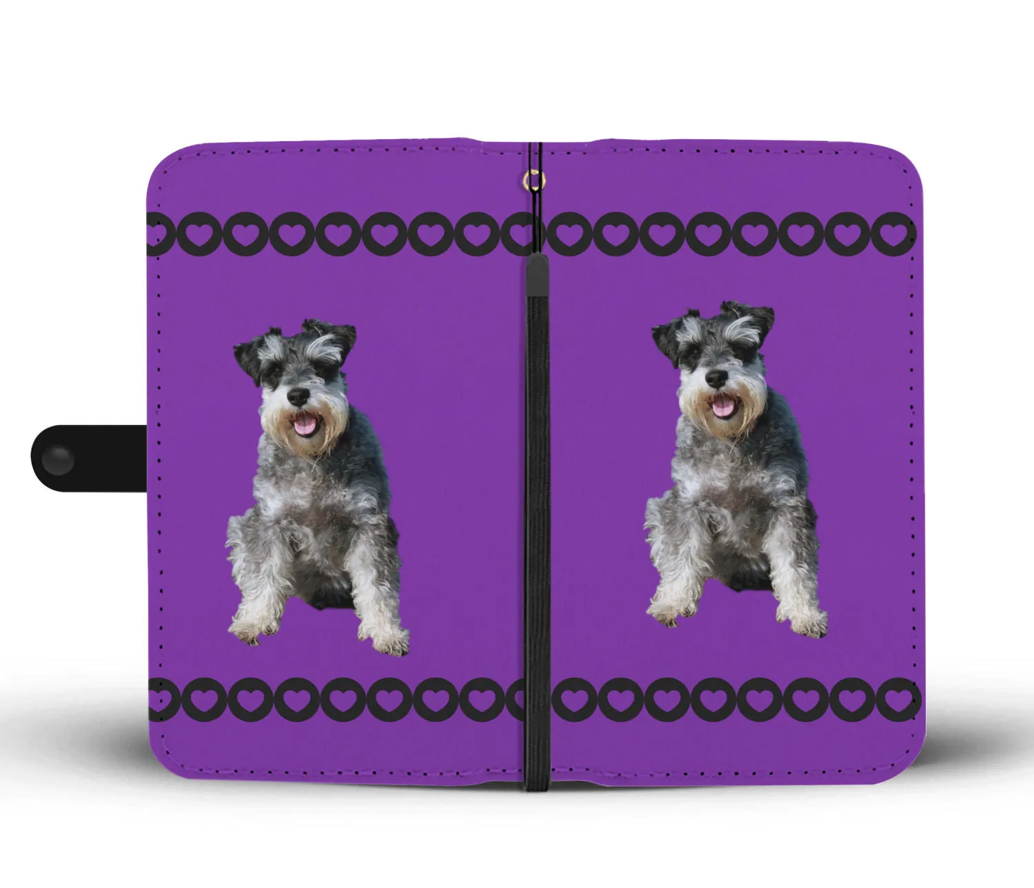 Schnauzer Phone Case Wallet - Purple