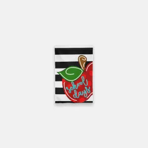 School Days Apple in Black and White Stripe Garden Flag - 12" x 18"