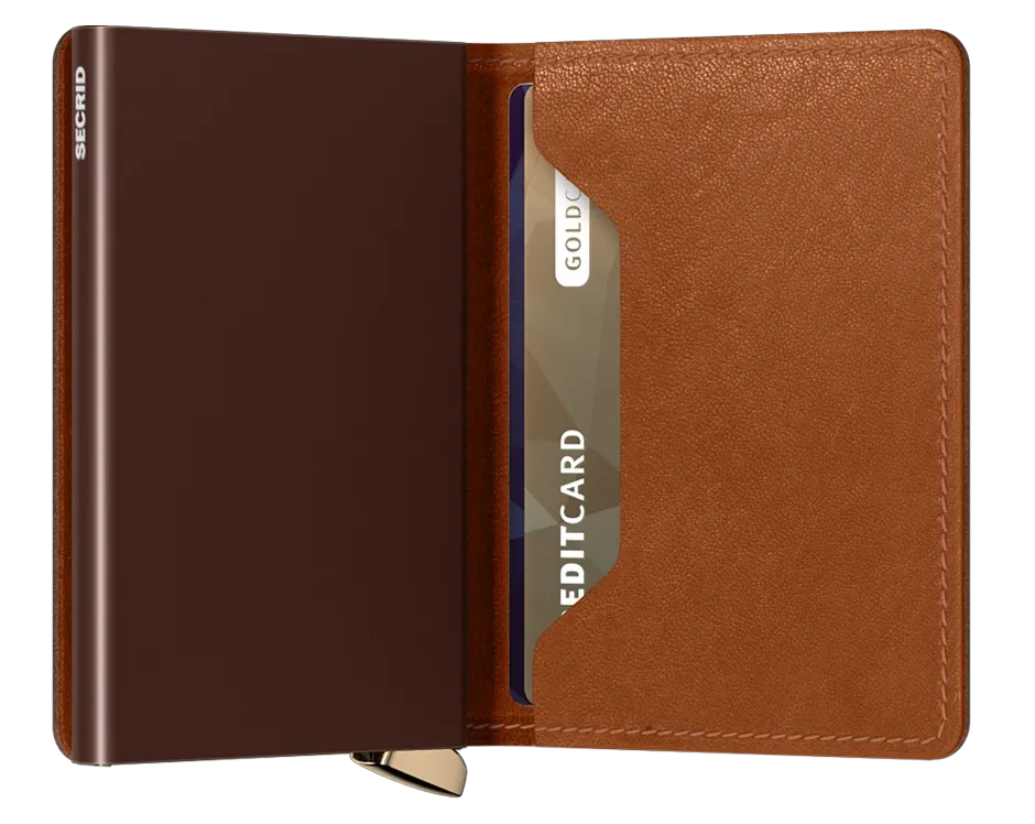 Secrid - RFID Protected Slim Wallet - Premium Emboss Lines - Cognac
