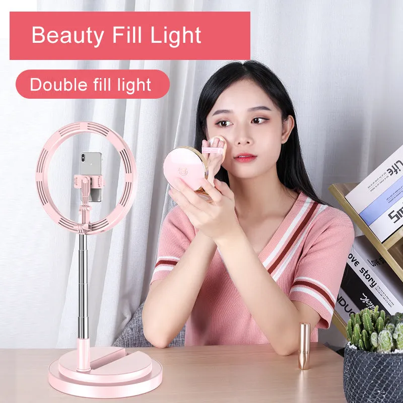 Selfie Ring Light LED Dimmable Video Studio Photography Lighting for Vlog Live Photo with Tripod Y2 fill light black