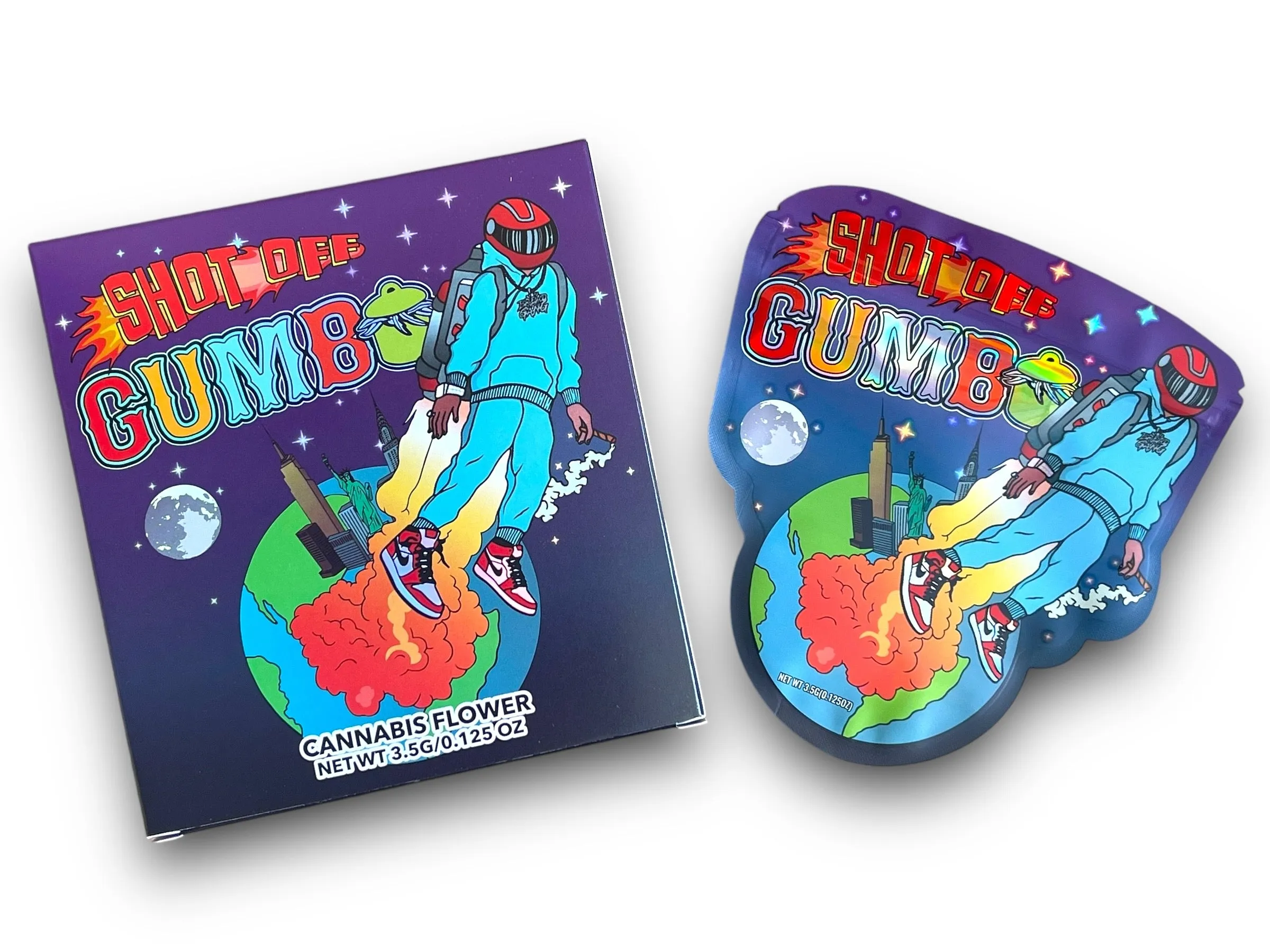 Shot Off Gumbo (Space Guy) Mylar Bag with Box 3.5 Grams | Xotic Packs