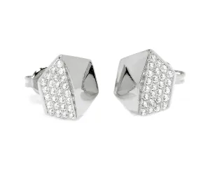 Small Hexagon Pavé Crystal Stud Earrings