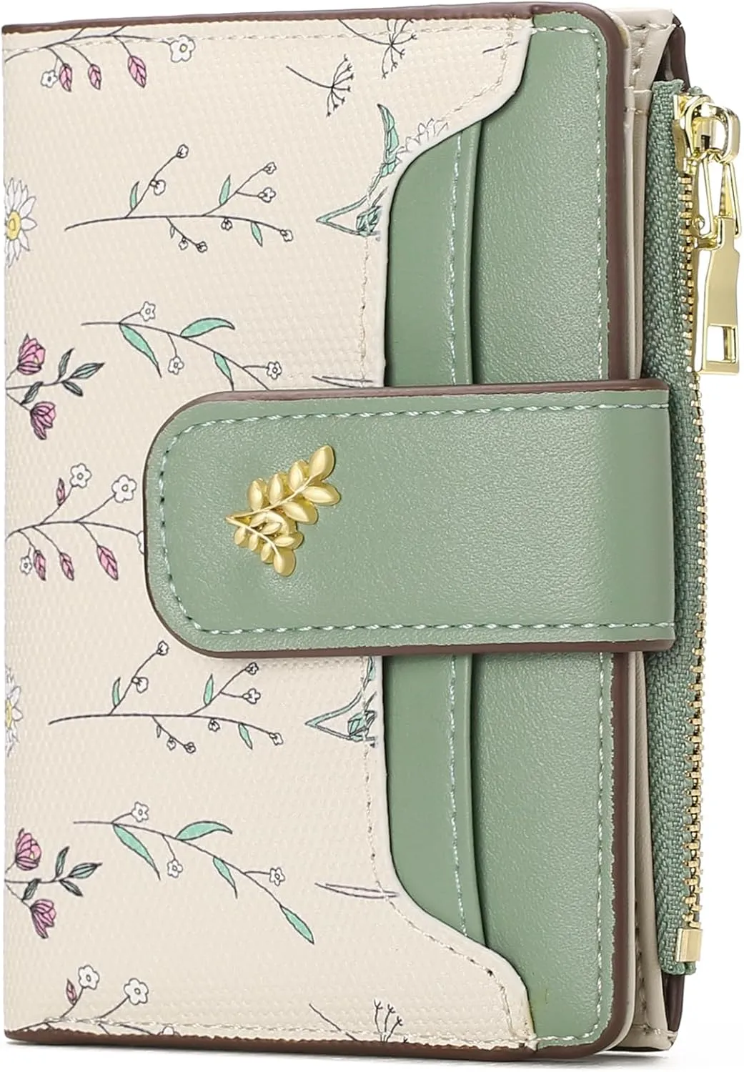 Small Leather Bifold with Zipper Pocket