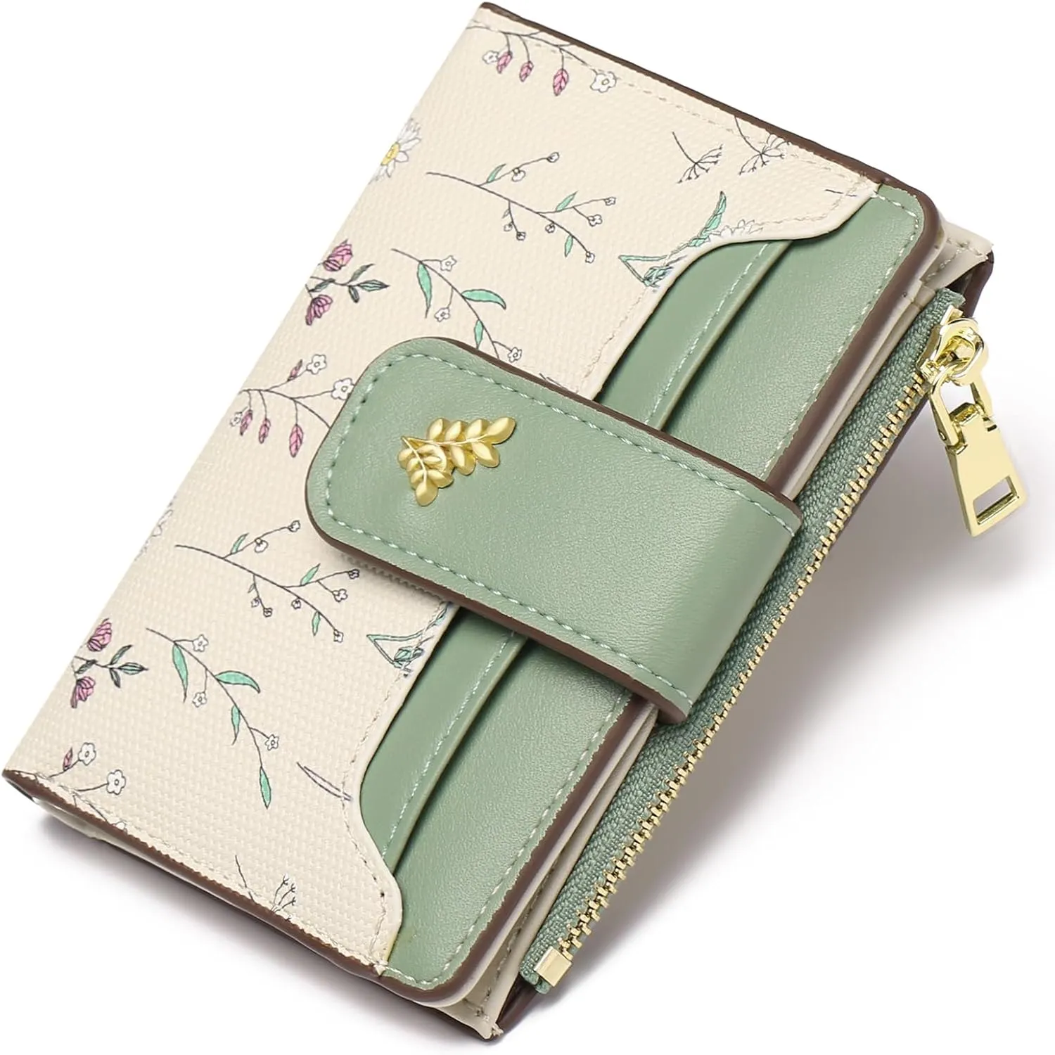 Small Leather Bifold with Zipper Pocket