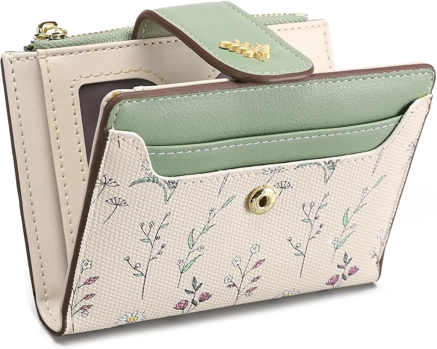 Small Leather Bifold with Zipper Pocket