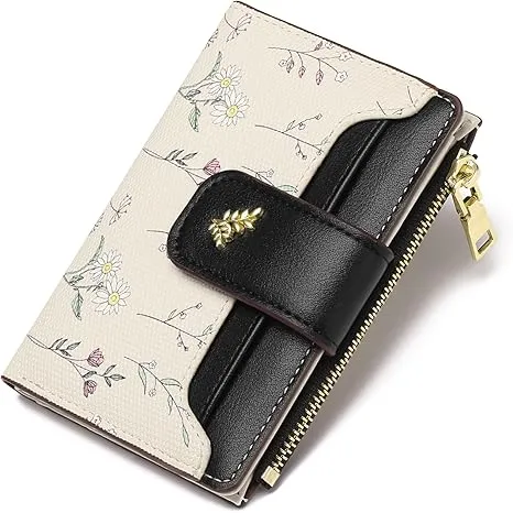 Small Leather Bifold with Zipper Pocket