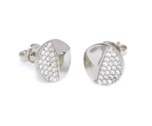 Small Round Pavé Crystal Stud Earrings
