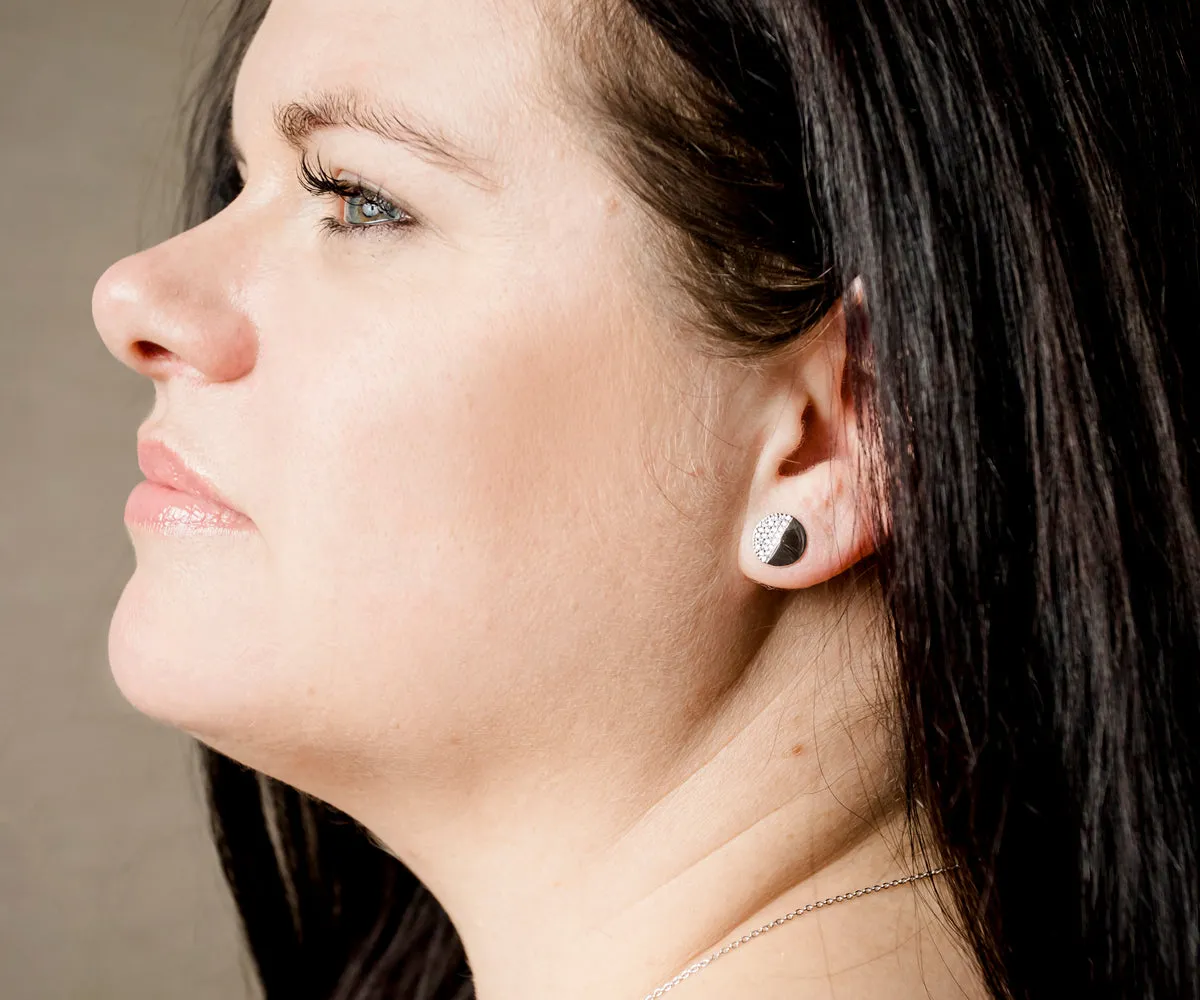 Small Round Pavé Crystal Stud Earrings