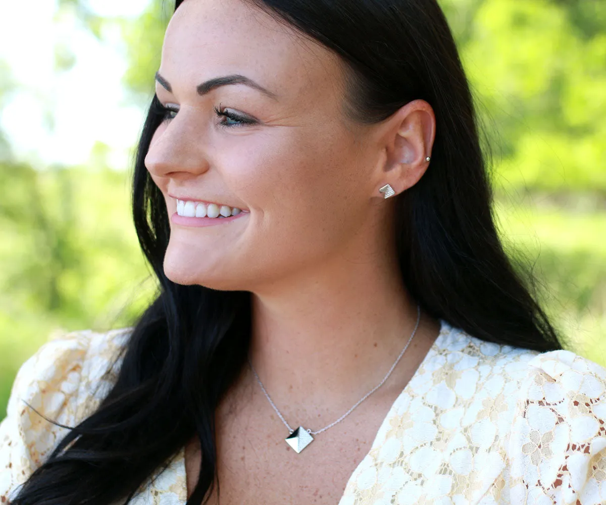 Small Square Pavé Crystal Gold Stud Earrings