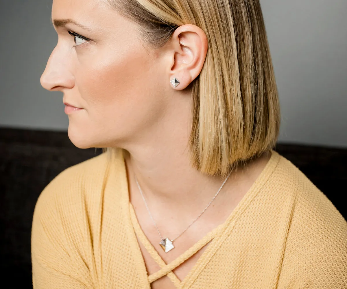 Small Square Pavé Crystal Gold Stud Earrings
