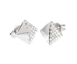 Small Square Pavé Crystal Stud Earrings