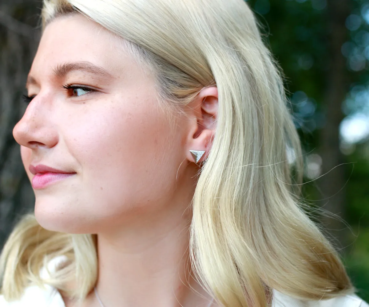 Small Triangle Pavé Crystal Stud Earrings