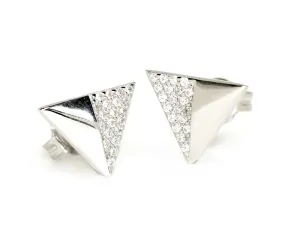 Small Triangle Pavé Crystal Stud Earrings