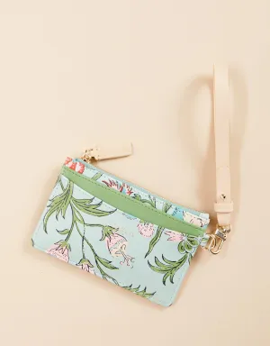 Spartina - Slim Card Coin purse Hamilton Floral Block Print Seafoam